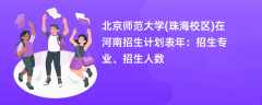 北京师范大学(珠海校区)在河南招生计划表2024年：招生专业、招生人数