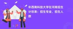 2024年西南科技大学在河南招生计划表：招生专业、招生人数