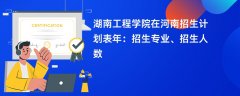 湖南工程学院在河南招生计划表2024年:招生专业、招生人数