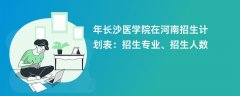 2024年长沙医学院在河南招生计划表:招生专业、招生人数
