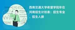 西南交通大学希望学院2024年在河南招生计划表：招生专业、招生人数