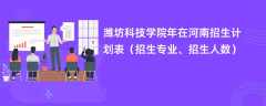 潍坊科技学院2024年在河南招生计划表（招生专业、招生人数）