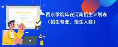 西京学院2024年在河南招生计划表（招生专业、招生人数）