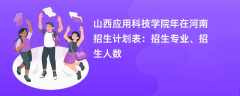 山西应用科技学院2024年在河南招生计划表：招生专业、招生人数
