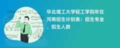 华北理工大学轻工学院2024年在河南招生计划表：招生专业、招生人数