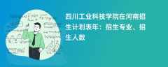 四川工业科技学院在河南招生计划表2024年：招生专业、招生人数