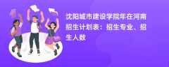 沈阳城市建设学院2024年在河南招生计划表：招生专业、招生人数