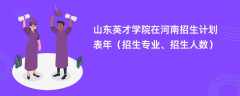 山东英才学院在河南招生计划表2024年（招生专业、招生人数）