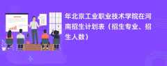 2024年北京工业职业技术学院在河南招生计划表（招生专业、招生人数）