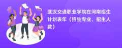 武汉交通职业学院在河南招生计划表2024年（招生专业、招生人数）