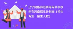 辽宁民族师范高等专科学校2024年在河南招生计划表(招生专业、招生人数)