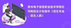 贵州电子信息职业技术学院在河南招生计划表2024年（招生专业、招生人数）