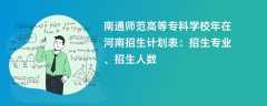 南通师范高等专科学校2024年在河南招生计划表：招生专业、招生人数