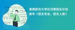 淮南联合大学在河南招生计划表2024年（招生专业、招生人数）