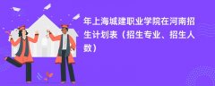 2024年上海城建职业学院在河南招生计划表（招生专业、招生人数）