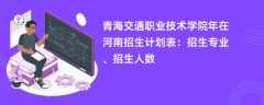 青海交通职业技术学院2024年在河南招生计划表：招生专业、招生人数