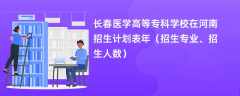 长春医学高等专科学校在河南招生计划表2024年（招生专业、招生人数）