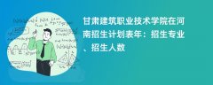 甘肃建筑职业技术学院在河南招生计划表2024年:招生专业、招生人数