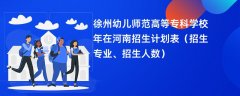 徐州幼儿师范高等专科学校2024年在河南招生计划表（招生专业、招生人数）