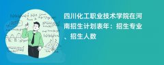 四川化工职业技术学院在河南招生计划表2024年:招生专业、招生人数