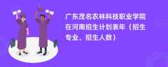 广东茂名农林科技职业学院在河南招生计划表2024年（招生专业、招生人数）