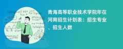 青海高等职业技术学院2024年在河南招生计划表：招生专业、招生人数
