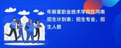 2024年新星职业技术学院在河南招生计划表:招生专业、招生人数