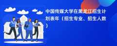 中国传媒大学在黑龙江招生计划表2024年（招生专业、招生人数）