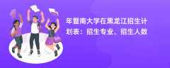 2024年暨南大学在黑龙江招生计划表：招生专业、招生人数