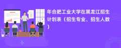 2024年合肥工业大学在黑龙江招生计划表（招生专业、招生人数）