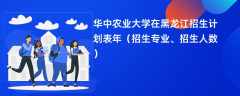 华中农业大学在黑龙江招生计划表2024年（招生专业、招生人数）