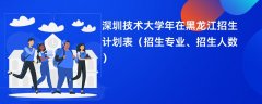 深圳技术大学2024年在黑龙江招生计划表(招生专业、招生人数)