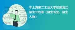 2024年上海第二工业大学在黑龙江招生计划表（招生专业、招生人数）