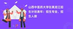 山西中医药大学在黑龙江招生计划表2024年：招生专业、招生人数