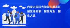 内蒙古医科大学2024年在黑龙江招生计划表：招生专业、招生人数