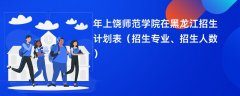 2024年上饶师范学院在黑龙江招生计划表(招生专业、招生人数)