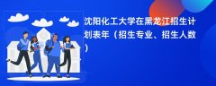 沈阳化工大学在黑龙江招生计划表2024年(招生专业、招生人数)