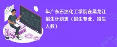2024年广东石油化工学院在黑龙江招生计划表(招生专业、招生人数)