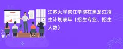 江苏大学京江学院在黑龙江招生计划表2024年(招生专业、招生人数)