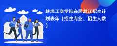 蚌埠工商学院在黑龙江招生计划表2024年（招生专业、招生人数）