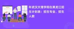 2024年武汉文理学院在黑龙江招生计划表：招生专业、招生人数
