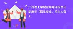 广州理工学院在黑龙江招生计划表2024年（招生专业、招生人数）