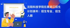 沈阳科技学院在黑龙江招生计划表2024年:招生专业、招生人数