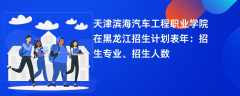 天津滨海汽车工程职业学院在黑龙江招生计划表2024年：招生专业、招生人数