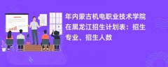 2024年内蒙古机电职业技术学院在黑龙江招生计划表:招生专业、招生人数