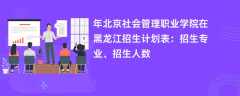 2024年北京社会管理职业学院在黑龙江招生计划表：招生专业、招生人数