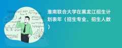 淮南联合大学在黑龙江招生计划表2024年（招生专业、招生人数）