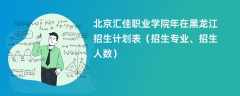 北京汇佳职业学院2024年在黑龙江招生计划表（招生专业、招生人数）