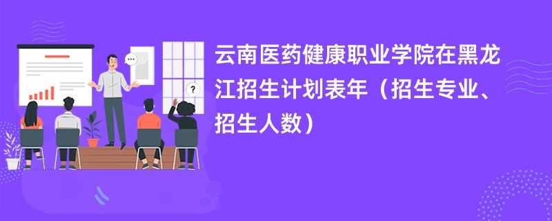 云南医药健康职业学院在黑龙江招生计划表2024年(招生专业、招生人数)