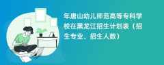 2024年唐山幼儿师范高等专科学校在黑龙江招生计划表（招生专业、招生人数）